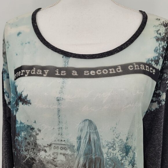 MNG by Mango Mesh "Every Day Is A Second Chance" Graphic T-Shirt - Picture 2 of 8